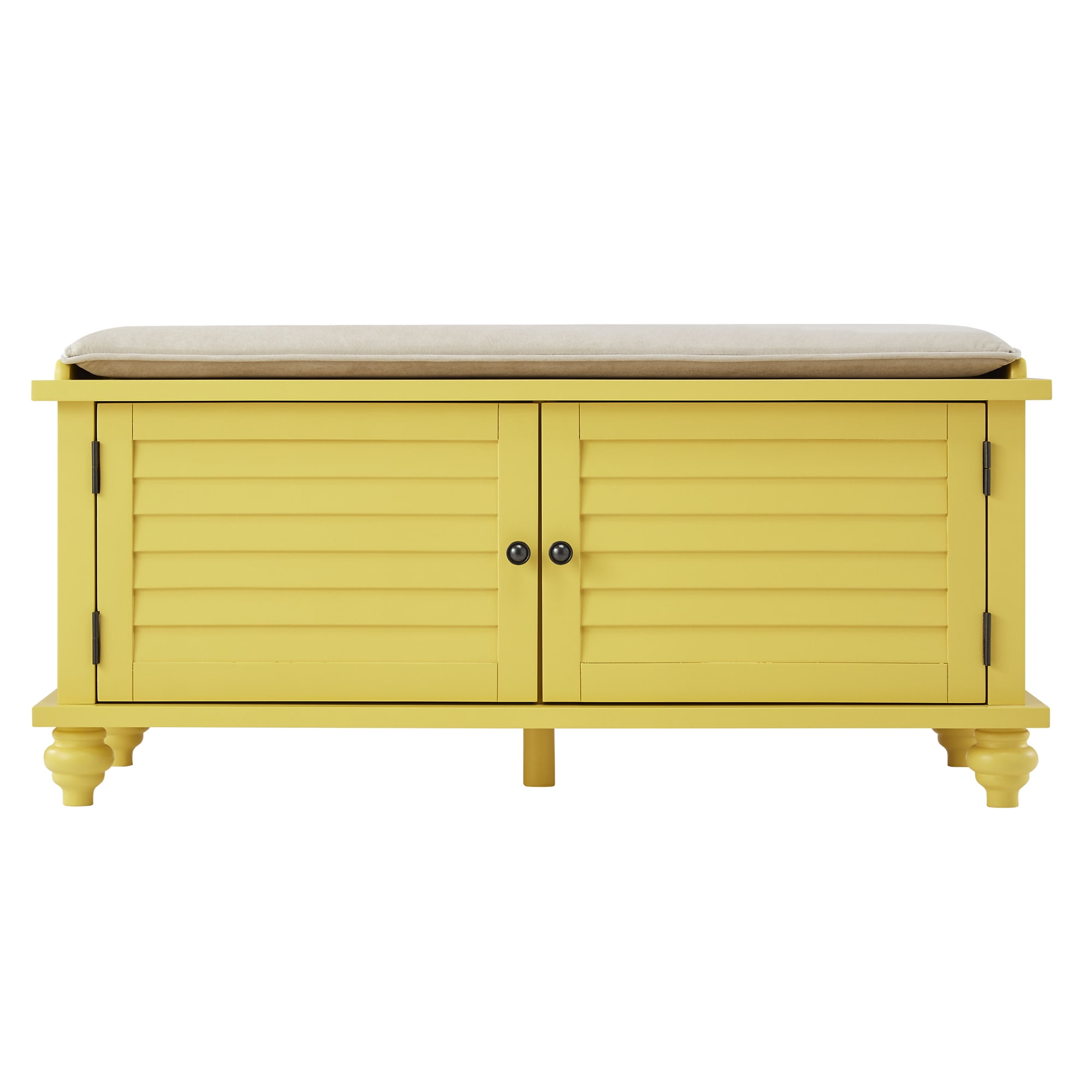 Weston Home Georgia Entryway Storage Bench with Cushion, Banana Yellow