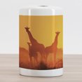 thumbnail image 2 of Giraffe Ceramic Toothbrush Holder, Sunset with Indigenous Animals Photo, Decorative Versatile Countertop for Bathroom, 4.5" X 2.7", Orange Burnt Orange, 2 of 4