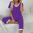 thumbnail image 7 of WMTBSRSW Women's Leopard Print Pajamas Set Short Sleeve Sleepwear 2 Piece V Neck Top and Capri Pants Summer Loose Casual Lounge Sets with Pockets S-XXL, 7 of 7