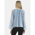thumbnail image 3 of Time and Tru Women's Ruffle Blouse with Long Sleeves, Sizes XS-XXXL, 3 of 6