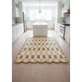thumbnail image 5 of Handmade Wool Area Rug with Scalloped Edges, Modern Geometric Checkered Pattern, Soft Thick Carpet for Living Room Bedroom Kids Room, 9x12 ft, Brown, 5 of 5
