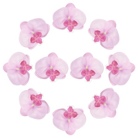 Uxcell 10 Pcs Artificial Orchid Flower Heads, Fake Butterfly Orchid Heads Bulk Artificial Flowers for DIY Wedding Bouquets Centerpieces Party Home Decorations, Pink Core Purple