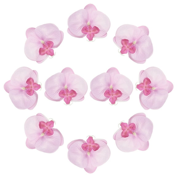 Uxcell 10 Pcs Artificial Orchid Flower Heads, Fake Butterfly Orchid Heads Bulk Artificial Flowers for DIY Wedding Bouquets Centerpieces Party Home Decorations, Pink Core Purple
