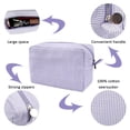 thumbnail image 2 of Seersucker Cosmetic Bag for Women, Large Purple Travel Toiletry Bag with Stripe, Makeup Organizer Pouch for Purse, Aesthetic Storage for Cosmetics and Skincare, Girls Handbag Accessory, 2 of 6