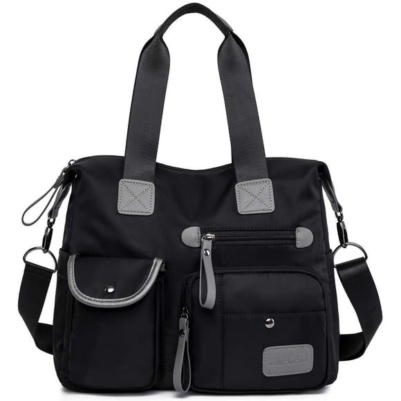 Bolso YouNou para mujer, diseño floral con forma de estrella, asa superior, nailon, negro