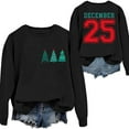 thumbnail image 3 of December 25 Sweatshirt Christmas Tree Pattern Sequined Sweatshirt Vintage Xmas Oversized Tops Fall Winter Clothes, Comfortable and Festive Wear for Women,Black,S, 3 of 3