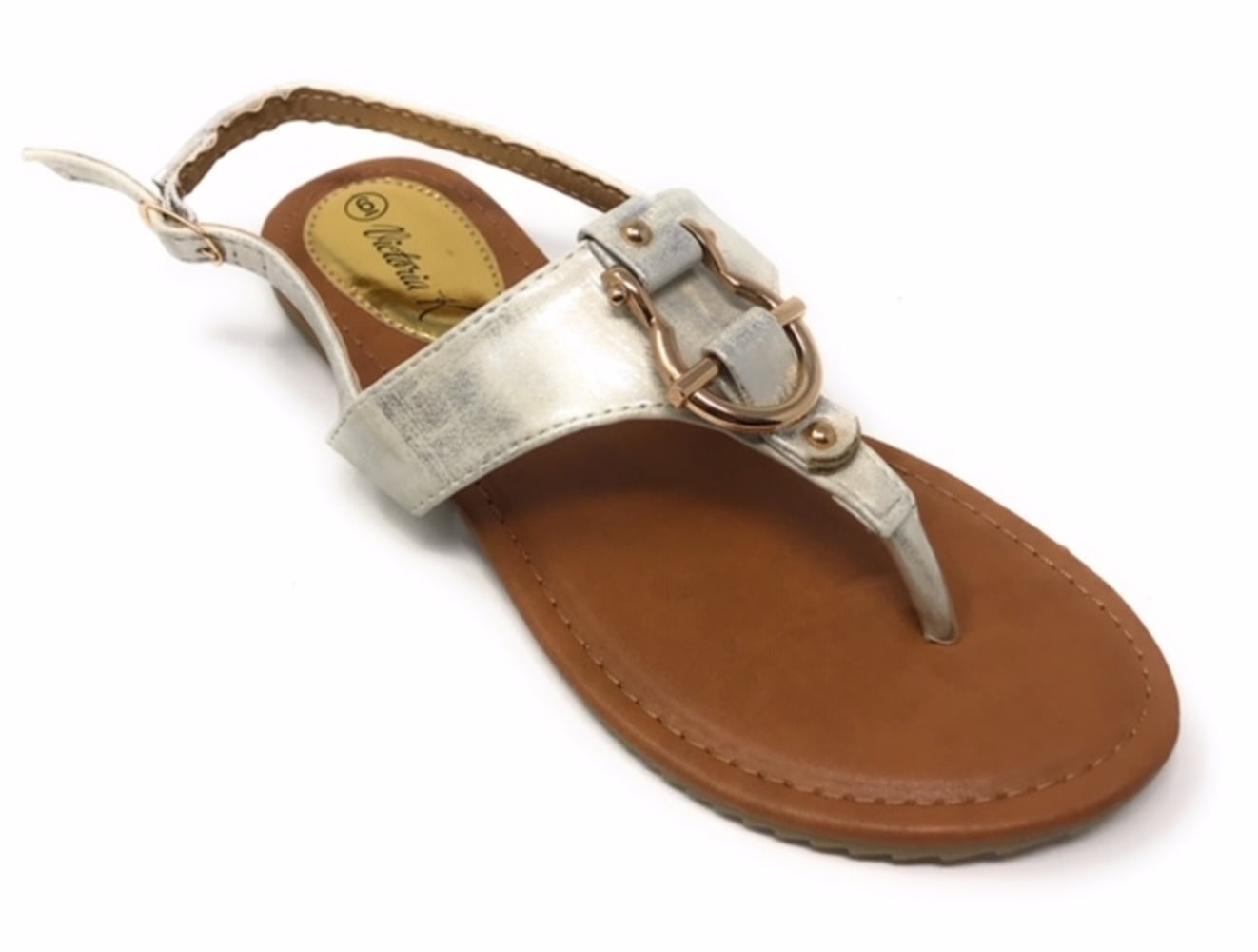 Victoria K Women's Gold Buckle Metallic Sandals