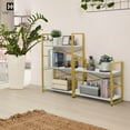 thumbnail image 6 of PRZL 2 Tier Small Bookshelf, Bookcase Shelf Storage Organizer for Living Room, 24 Inch Width Free Standing Shelf, Industrial Book Shelves for Home Office, White Wooden Shelves & Gold Frame, 6 of 12