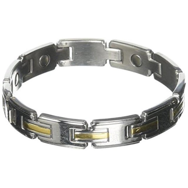 Mens Magnetic Link Bracelet, Stainless Gold - Large & Extra Large