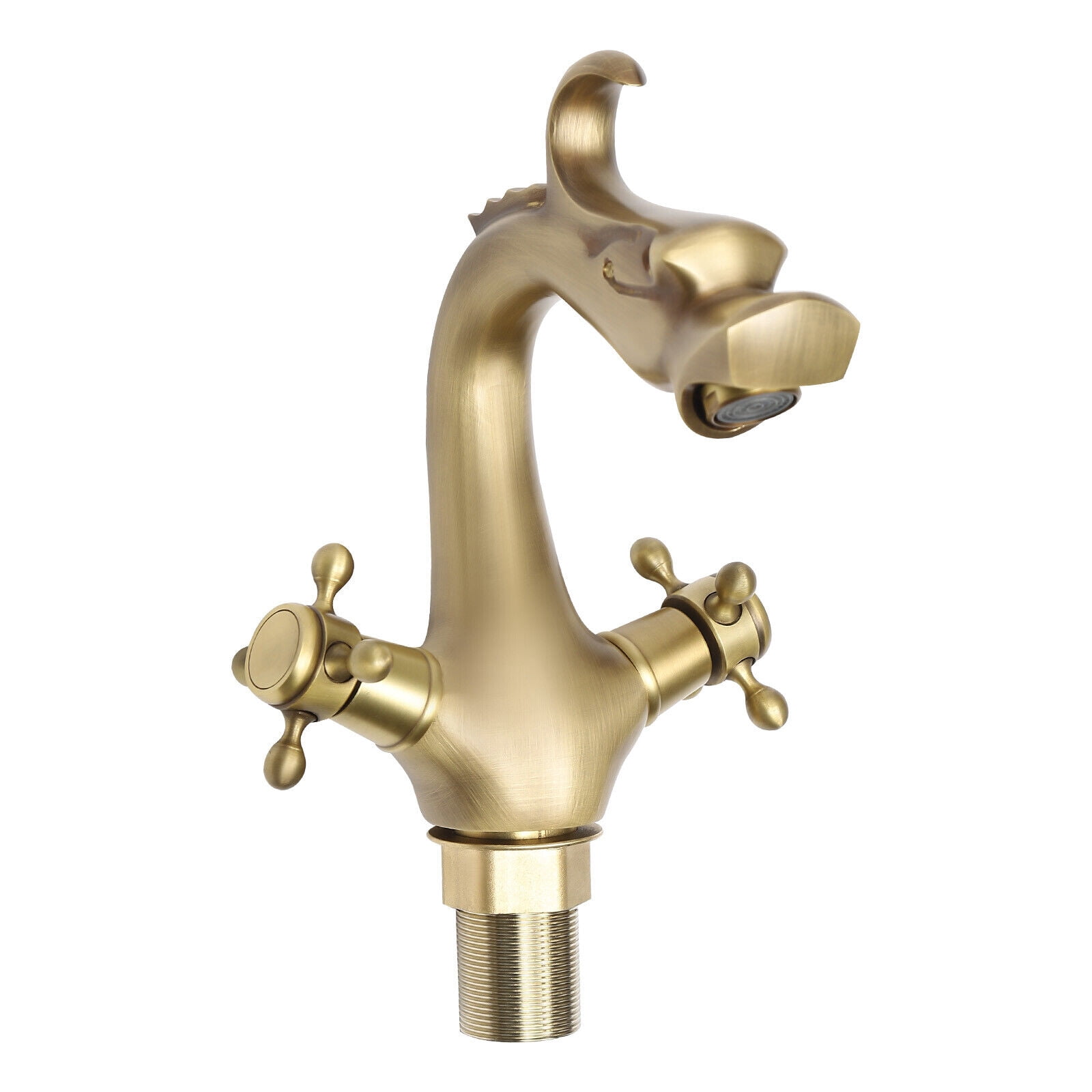 Miumaeov Brass Faucet with 2 Handles Gold Spout 1 Hole Kitchen Sink Bathroom Basin Mixer Faucet Deck Tap