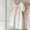 thumbnail image 3 of Robes version Coréenne de Nouvelle Robe d'Été Robe à Manches Bouffantes avec Nœud floral Doux Col Carré FJH, 3 of 5