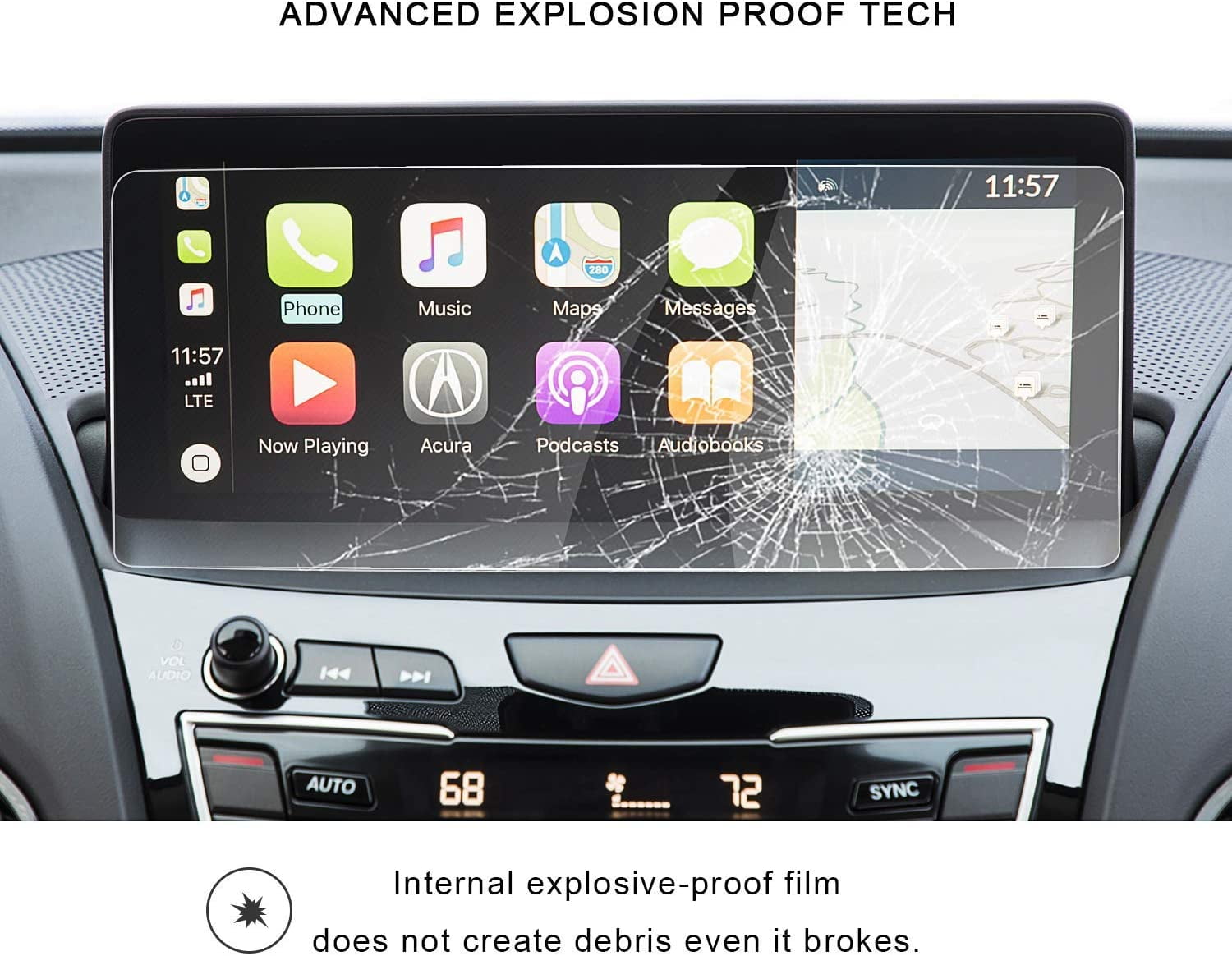 2019 Acura RDX 10.2Inch Navigation Screen Protector Center Touch Display Anti Scratch High Clarity Clear HD Tempered Glass Protective Film RUIYA 