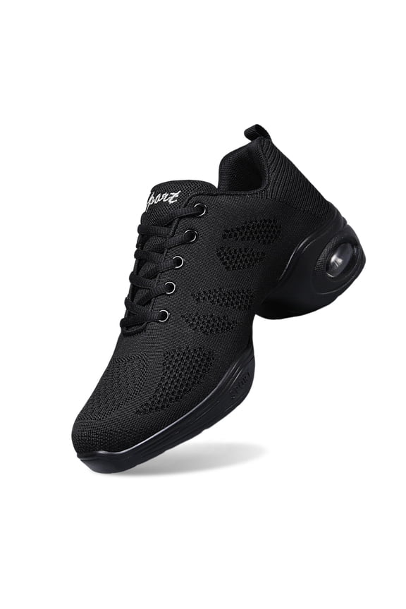 Women's Jazz Dance Training Sneakers, Air Cushion Fitness Shoes with Flexible Mesh Upper