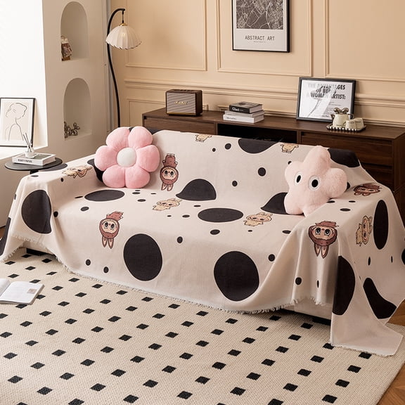 Cute Couch Covers - Sofa Covers Washable Blanket with Tassel Pet Couch Cushion Cover Furniture Protector, 71"x102"