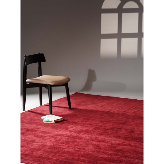 Rugsotic Carpets Hand Knotted Wool Area Rug 3'x5' Dark Red Solid Rectangle Indoor Rug for Living Room, Bedroom Antimicrobial L00111