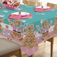 thumbnail image 5 of Pink Christmas Gingerbread Man Rectangle Tablecloth 60 x 84 Inch, Xmas Tree Peppermint Candy Decorative Table Cloth Dining Table Cover, Winter Holiday Dinner Party Picnic Decoration, 5 of 6