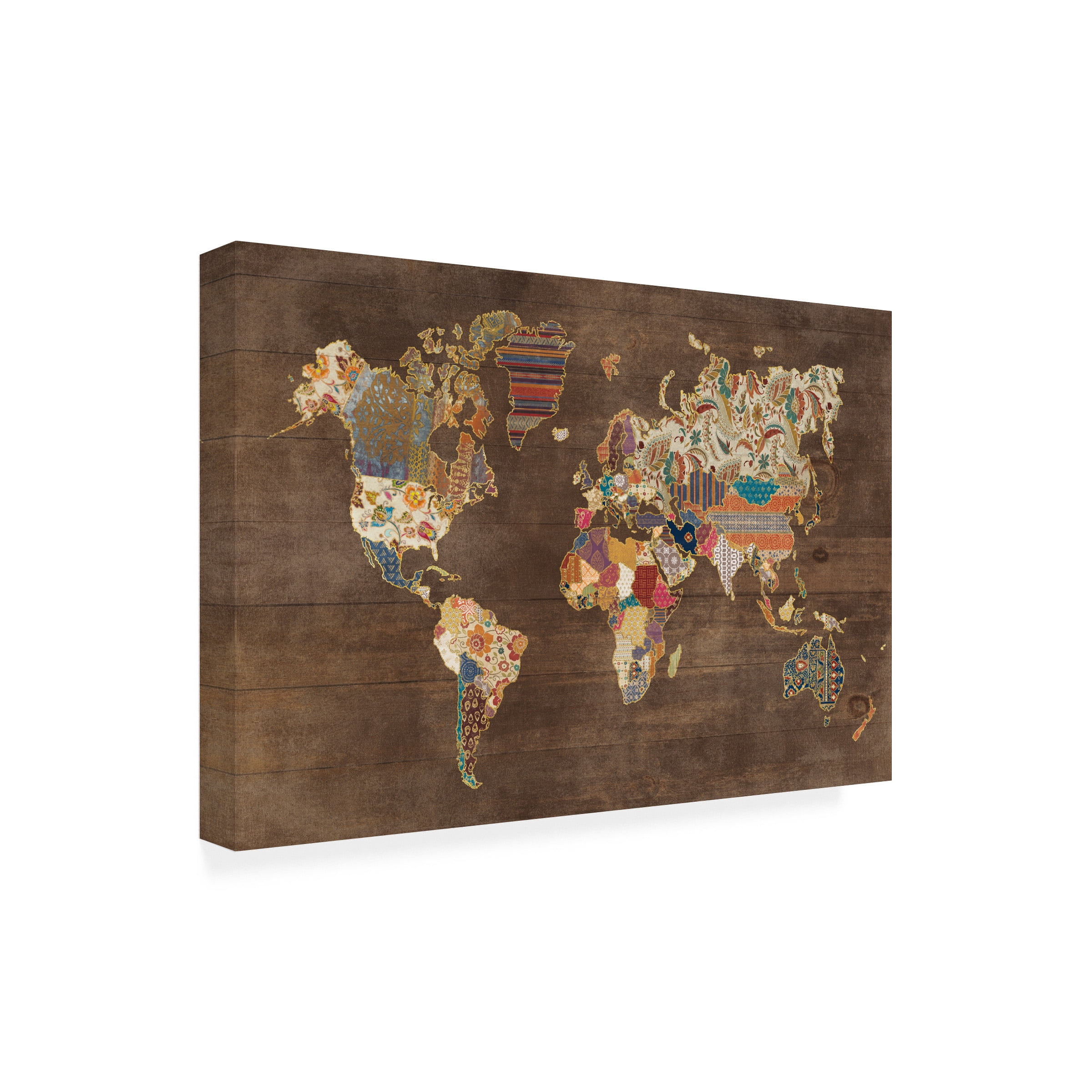 Laura Marshall 'Pattern World Map on Wood' Canvas Art