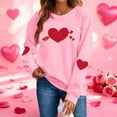 thumbnail image 2 of Itsame Women Long Sleeve Heart T-Shirts Valentine's Sweatshirt Loose Crew Neck Tops Pink Size M, 2 of 10