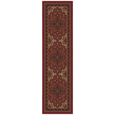 Ottomanson Non-Slip Rubberback Medallion Oriental 3x10 Indoor Runner Rug, 2'7" x 9'10", Red