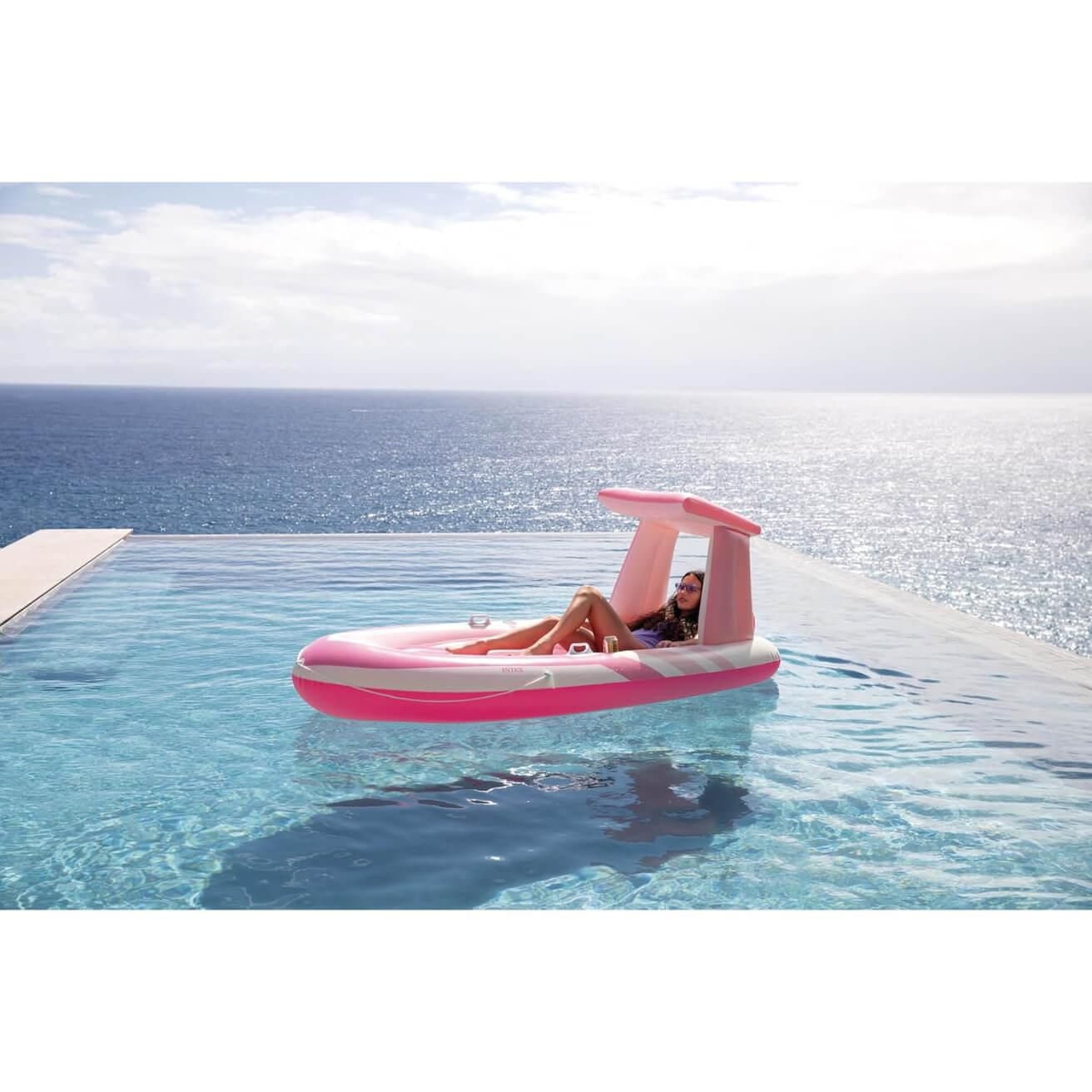 Intex Pink Paradise Boat Float, Inflatable Pool Float for Adults, 96” x 47”