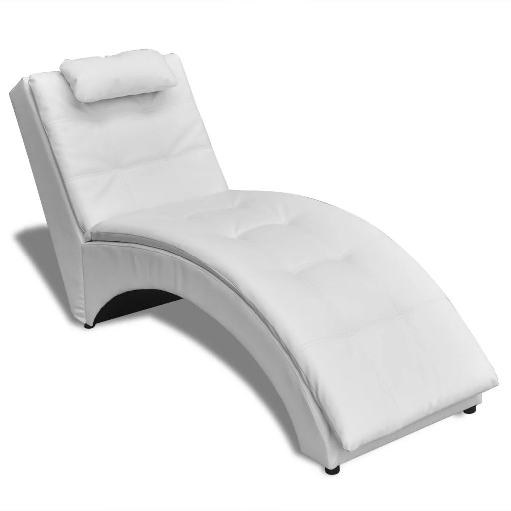 onbekend Ruwe olie Nageslacht vidaXL Chaise Longue with Pillow White Faux Leather - Walmart.com