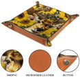 thumbnail image 3 of Women Girls Leather Square Dish Trinket Plate Jewelry Tray, Sunflower and Deer Pattern Flag Mothers Day Birthday Gift, 20.5x20.5cm, 3 of 6