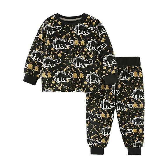 WOYY Infant Boys Dinosaur Print Sweatshirt Jogger Sweatpants Outfits Set, Sizes 18-24M