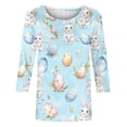 thumbnail image 5 of Blouses for Women Dressy Casual 3/4 Sleeve,Easter Shirts for Women 3/4 Sleeve Crewneck Funny Tops Bunny Rabbit Graphic Tunic Tops Happy Easter Day T-Shirts, 5 of 6