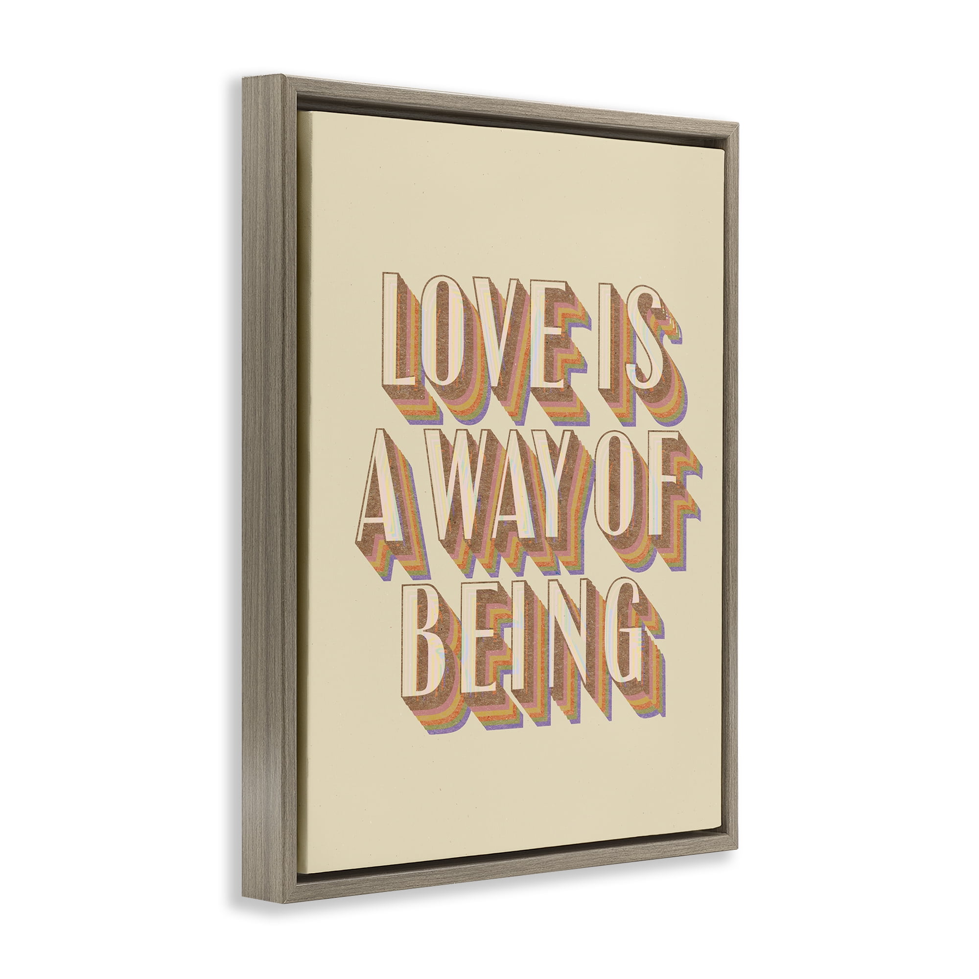 Stupell Industries Sentimental Love Phrase Text & Numbers Painting Brown Floater Framed Canvas Art Print Wall Art, 25 x 31