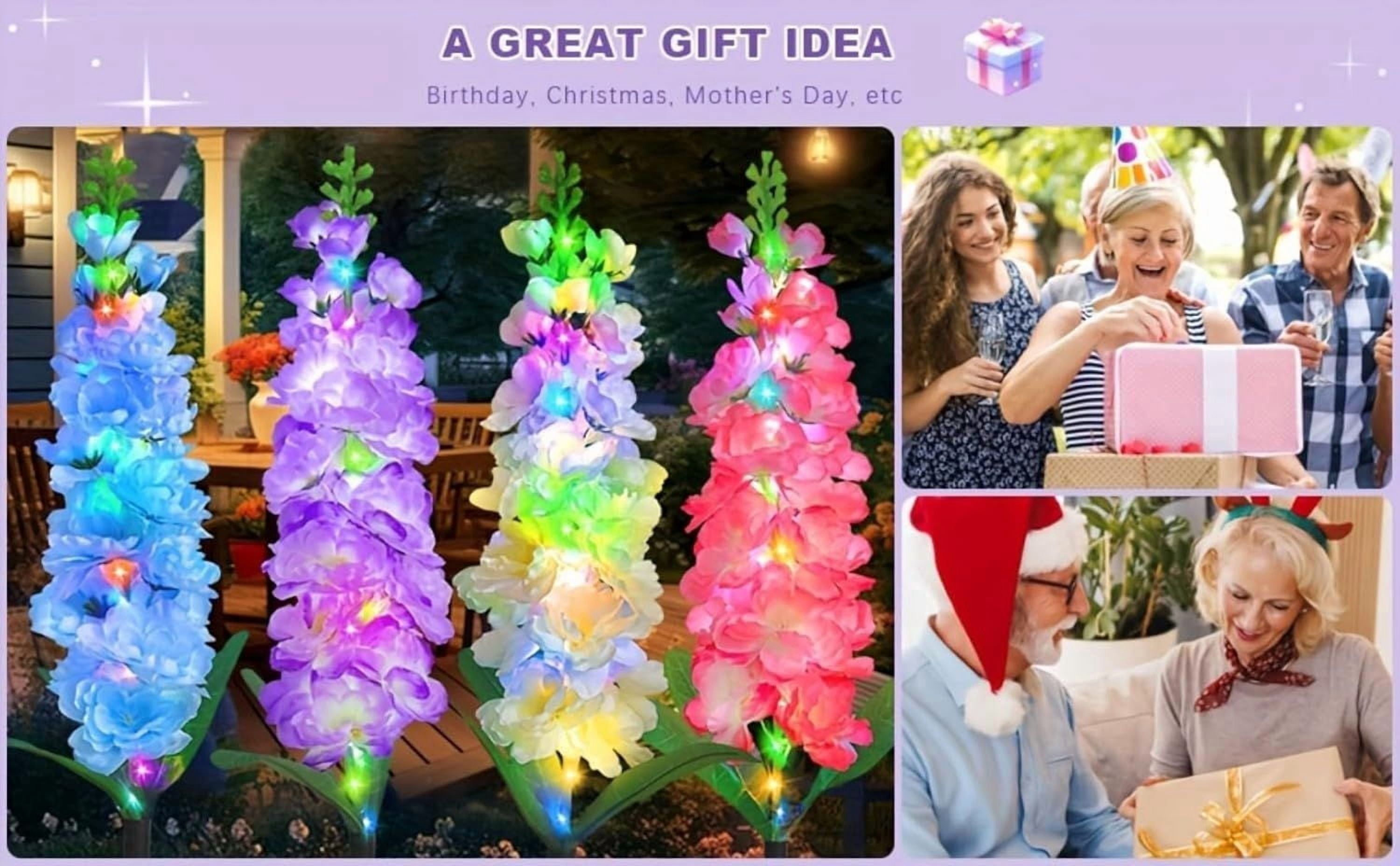 Solar Powered Hyacinth Flower Light, Solar Garden Patio Yard Decor, Color-Changing, Waterproof, Energy-Efficient, and Durable Outdoor Decoration, for Lawn, Path, Courtyard Garden