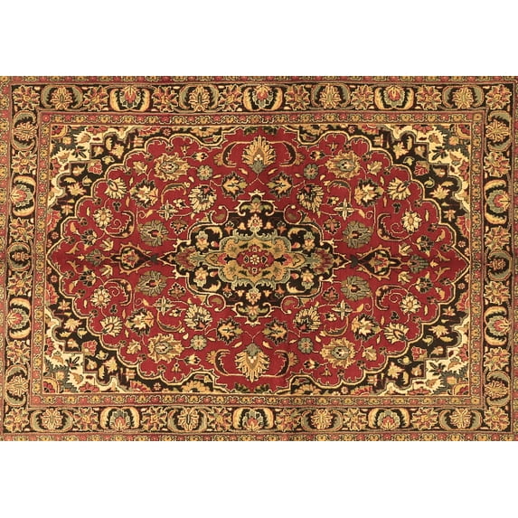 Ahgly Company Indoor Rectangle Medallion Brown Traditional Area Rugs, 5' x 8'