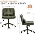 thumbnail image 2 of IPKIG Small Office Computer Desk Chair with Wheels and Lumbar Pillow, Comfy Adjustable Armlees Vanity Rolling Swivel Task Chair for Adult, Student, Home, Office, Make Up (PU Leather, Green), 2 of 14
