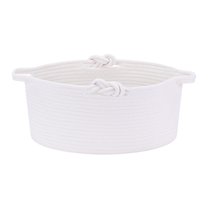 Unique Bargains 1 Pack Woven Storage Basket Bin with Handle for Clothes, Shoes White S