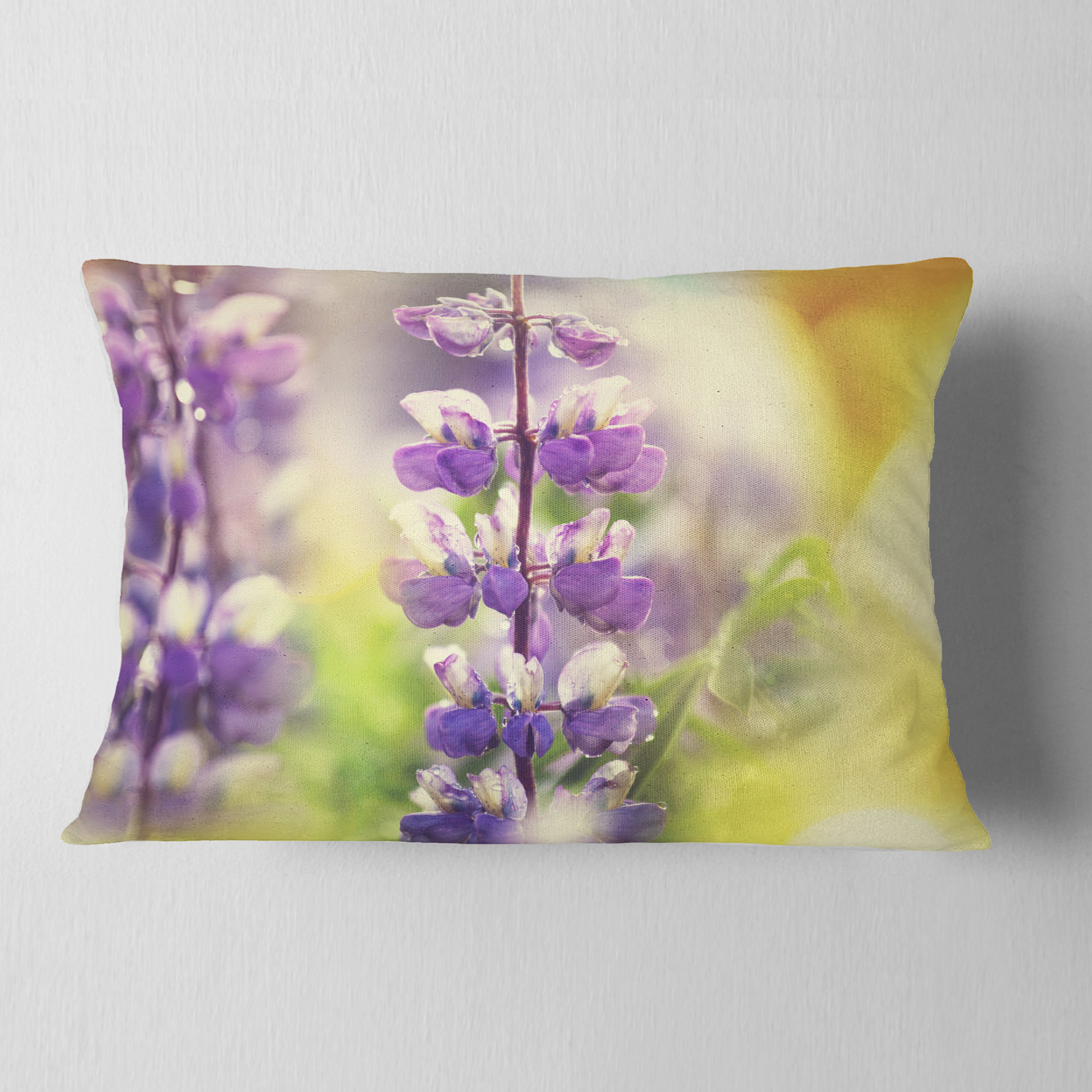 Designart 12" x 20" Blue Polyester Throw Pillow