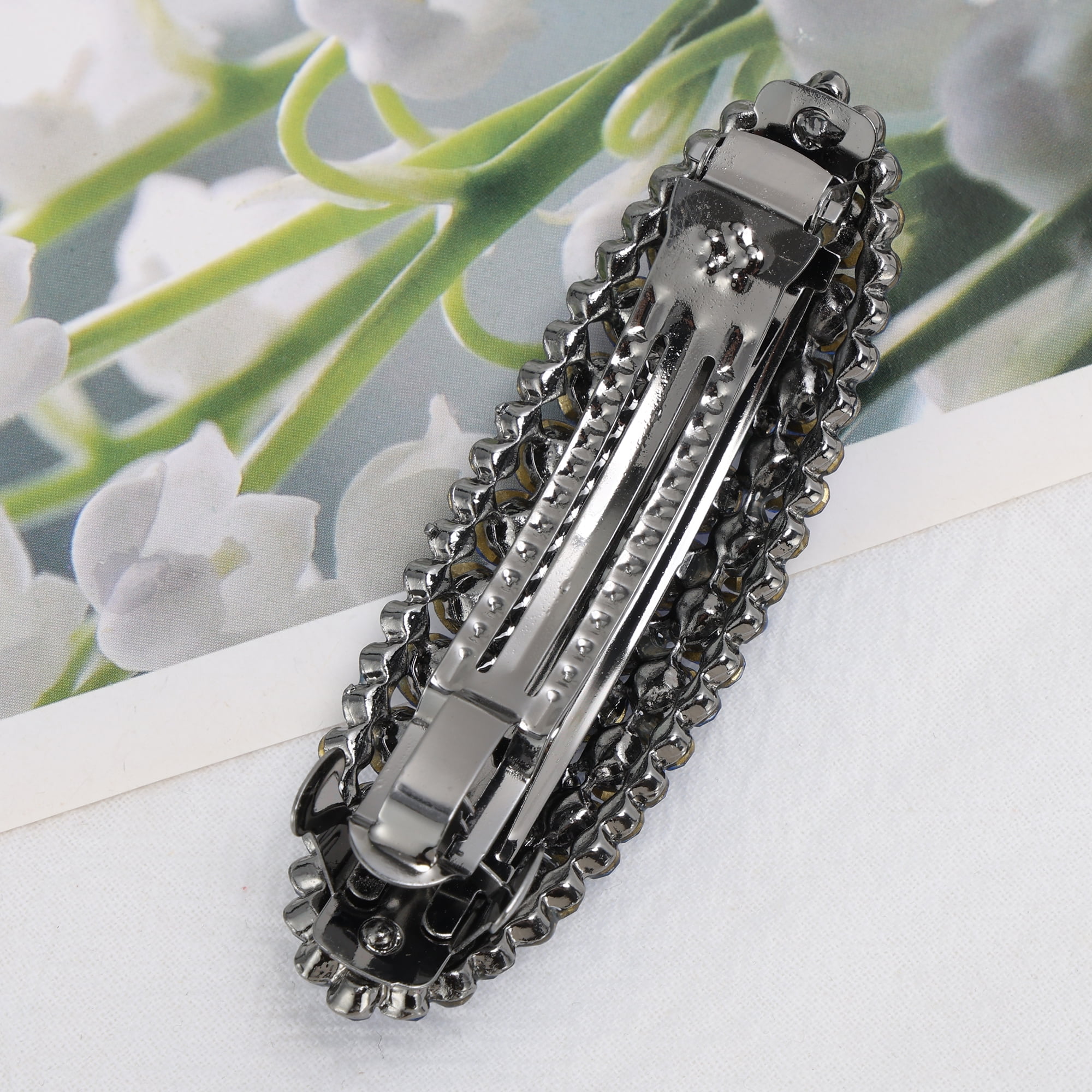 Unique Bargains Oval Rhinestone Hair Barrette All Styles Blue