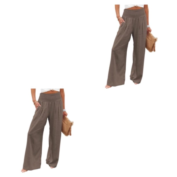 Pantalones Largo Suelto Casual Pierna ancha Cintura alta Moda para Office Lounge Coffee Café S 2piezas Qarigey