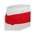 thumbnail image 3 of CTM Unisex White Straw Gambler Hat with Hatband, 3 of 5