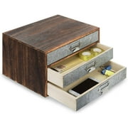 MyGift Rustic Wood and Galvanized Metal 3-Drawer Document Organizer