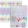 thumbnail image 2 of 12 Colors Nail Art Marker Pens Set, 3D Quick Dry 0.5MM Nail Polish Pens, Nail Markers for Nail Art, DIY Nail Art Markers Graffiti Dotting Pen for Nails Art Design Manicure Nail Decor for Adult Kids, 2 of 7