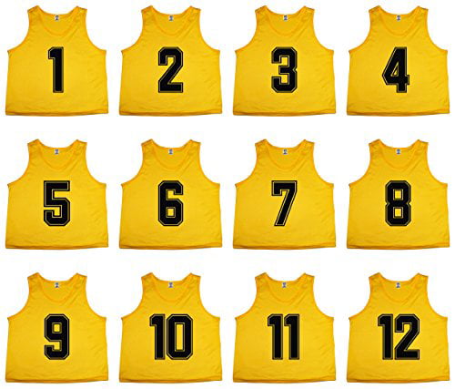 Oso Athletics Sets of 12 Premium Polyester Mesh Numbered Jerseys Pinnies 1-12, 13-24, 25-36, 37-48