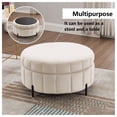 thumbnail image 5 of MDQMD 31.5" Round Storage Ottoman with Reversible Lid Velvet Upholstered Pumpkin Shaped Ottoman Multi Functional Coffee Table Footrest for Living Room Bedroom Dorm Beige, 5 of 6
