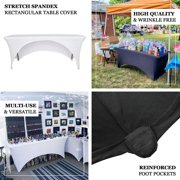 Efavormart 8FT Black Open Back Stretch Spandex Table Cover, Rectangular Fitted Tablecloth