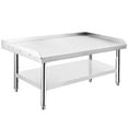 thumbnail image 1 of Table Support de Gril en Acier Inoxydable, 48 Pouces X 28 Pouces, Capacité de Charge de 1500 Lb, Bord Courbé de 3 Pouces et Roulettes Verrouillables, Équipement de Cuisine Commercial, 1 of 7