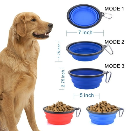 2 Pack     Pet Collapsible Food Grade Travel Bowl