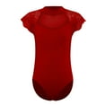 thumbnail image 2 of iixpin Kids Girls Floral Lace Sleeve Ballet Dance Unitard Gymnastics Leotard Sports Jumpsuit Bodysuit Dancewear Burgundy 13-14, 2 of 6