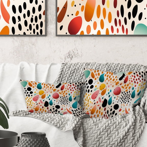 Designart "Cheetah Rainbow Deluge" Polka Dots Printed Throw Pillow