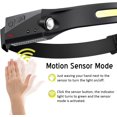 thumbnail image 3 of Linterna frontal, linterna frontal LED recargable 350 lúmenes COB 230 ° de haz ancho con sensor de movimiento brillante 5 modos ligero impermeable lámpara de cabeza para correr al aire libre, camping JFHHH pequeña, 3 of 5
