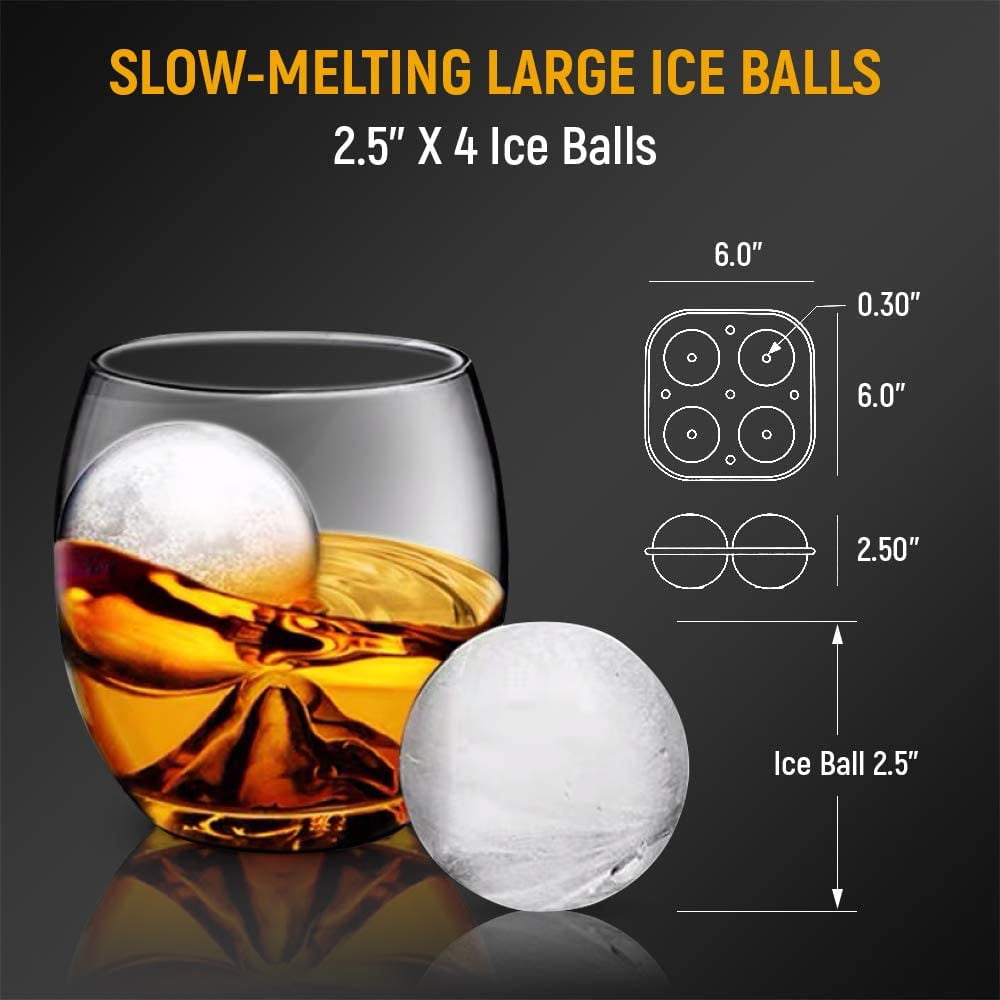 HOMSFOU Ice Cube Mold Whiskey Ice Ball Maker Ice Sphere Maker Ice Cube for  Whiskey Silicone Ice Ball Shaper Ice Sphere Tray Hand Decor Ice Cube for