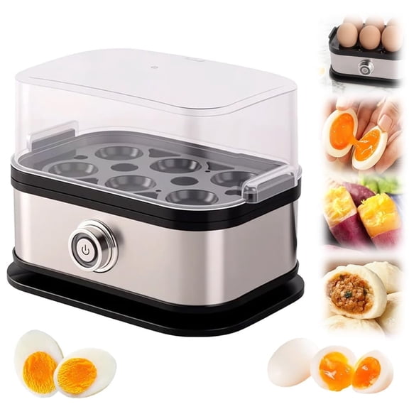 2025 Upgraded Square Egg Steamer, 200W Electric Cooker, Auto Shut-off, Easy Clean Multi-function Boiler for Soft Medium Hard Boiled Breakfast Eggs