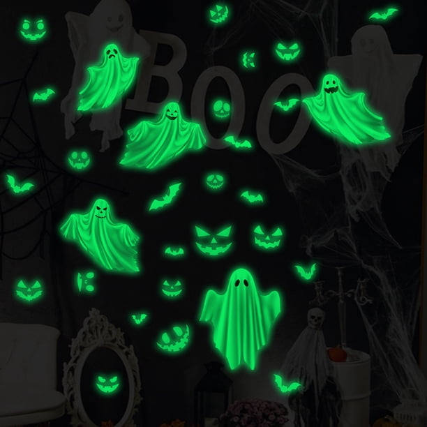 Pegatinas de ventana de Halloween, pegatinas de pared de Halloween, pegatinas de luz de Halloween, pegatinas de murciélagos de Halloween, pegatinas de pared de calavera de Halloween, pegatinas de fi
